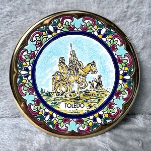 Sevillarte Toledo Spain Hand Painted Plate 24K Gold Enamel Vintage